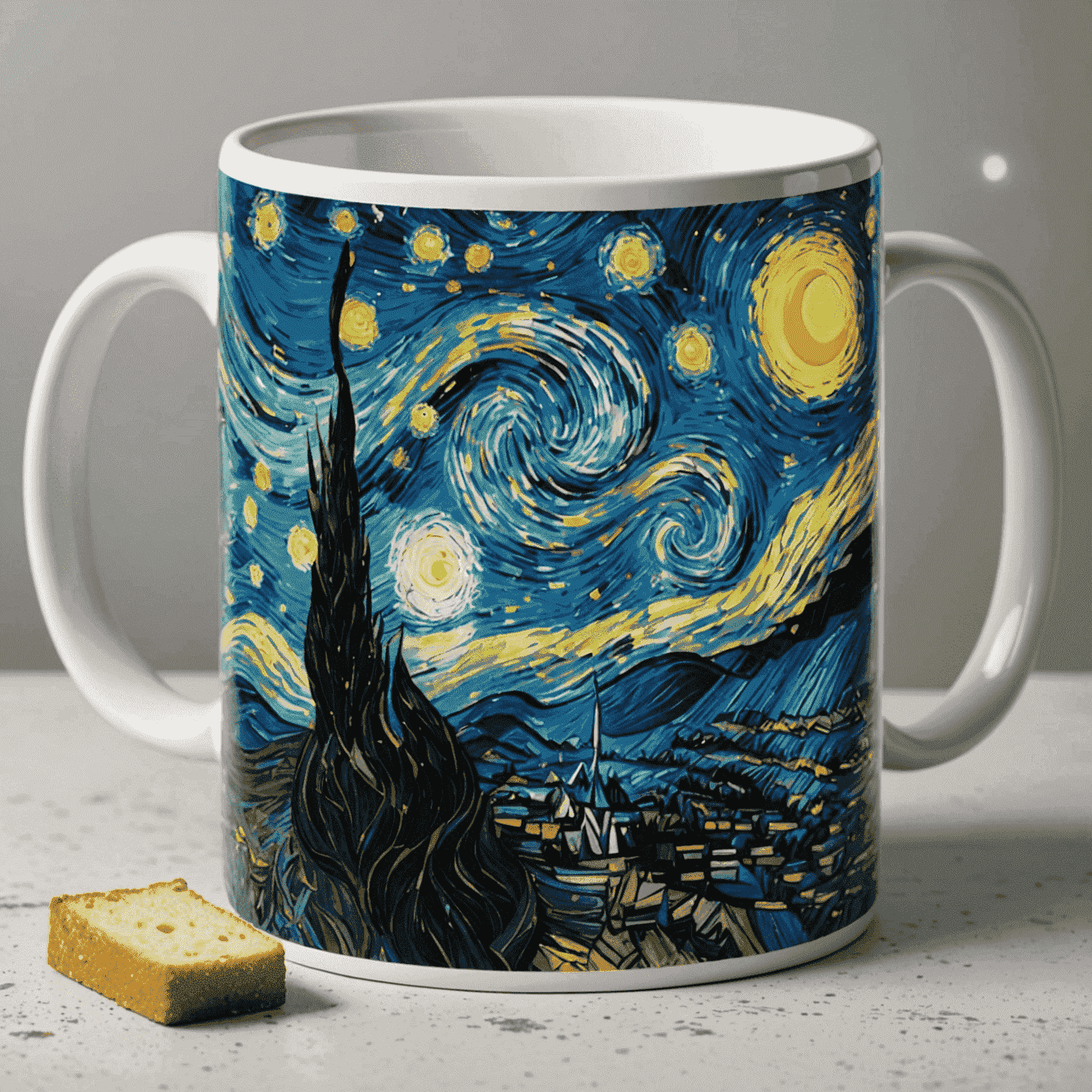 Tasse à café décorée avec 'La Nuit étoilée' de Van Gogh